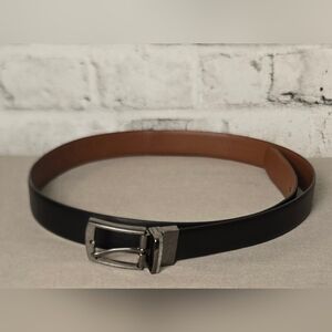 Perry Ellis Black Faux Leather Belt With Silver Buckle